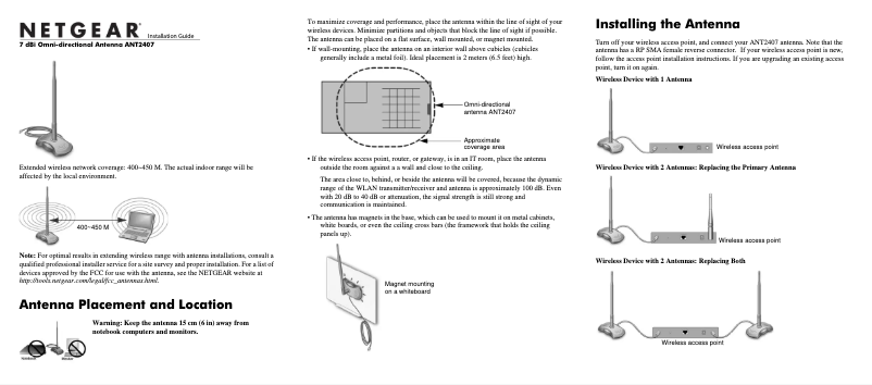 Página 1 del manual Guía de instalación Netgear ANT2407