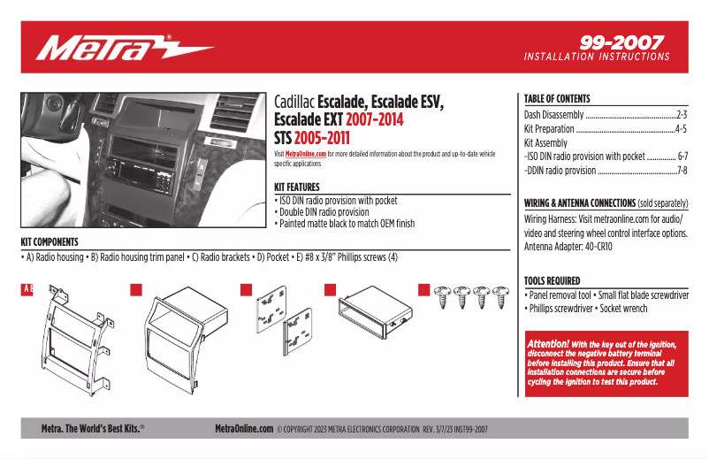 Page n°1 - Mode d'emploi Metra 99-2007