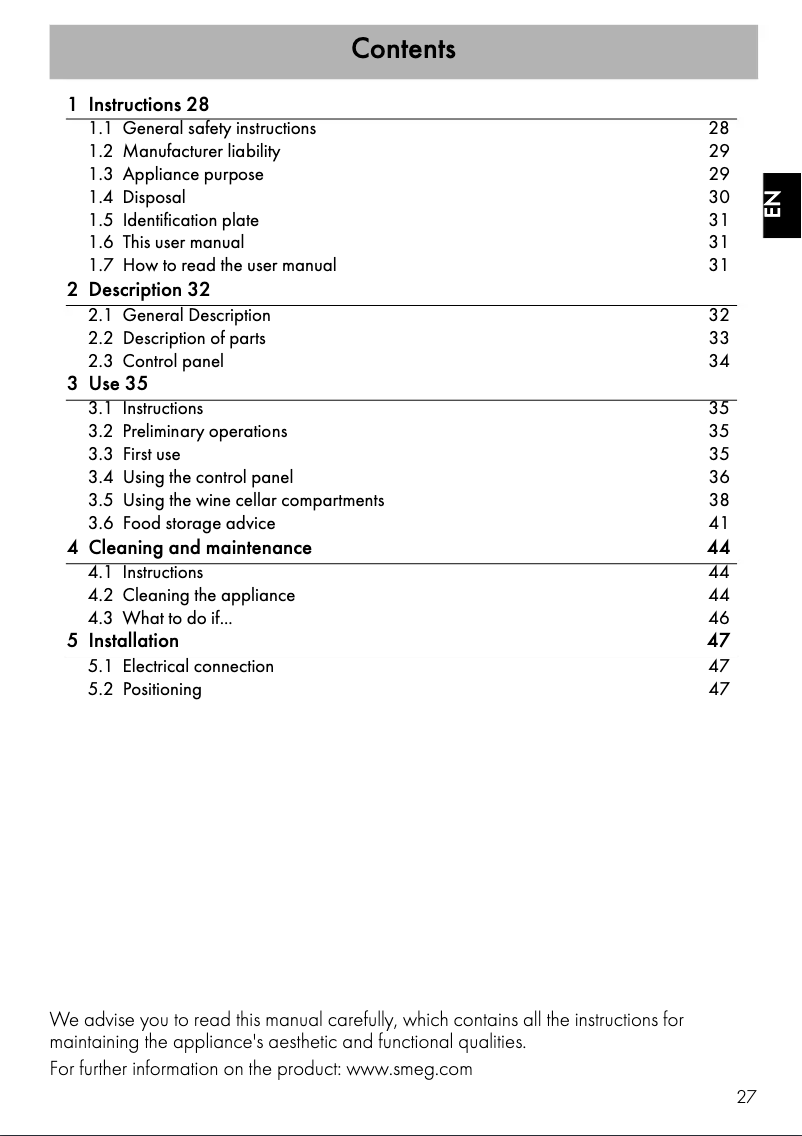 Page n°1 - Manuel utilisateur Smeg CVI638NS
