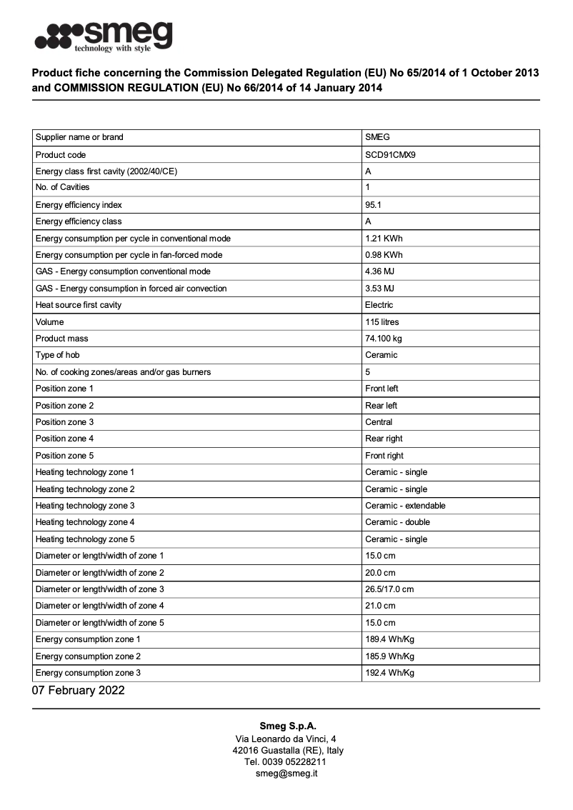 Page 1 of the manual Brochure Smeg SCD91CMX9