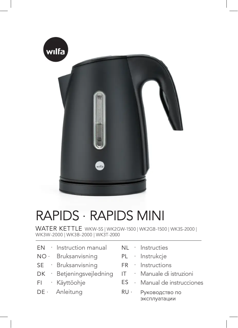 Page 1 de la notice Manuel utilisateur Wilfa Rapids Mini WK2GW-1500