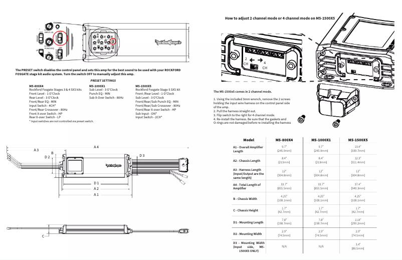 Page 1 de la notice Manuel utilisateur Rockford Fosgate M5-1000X1