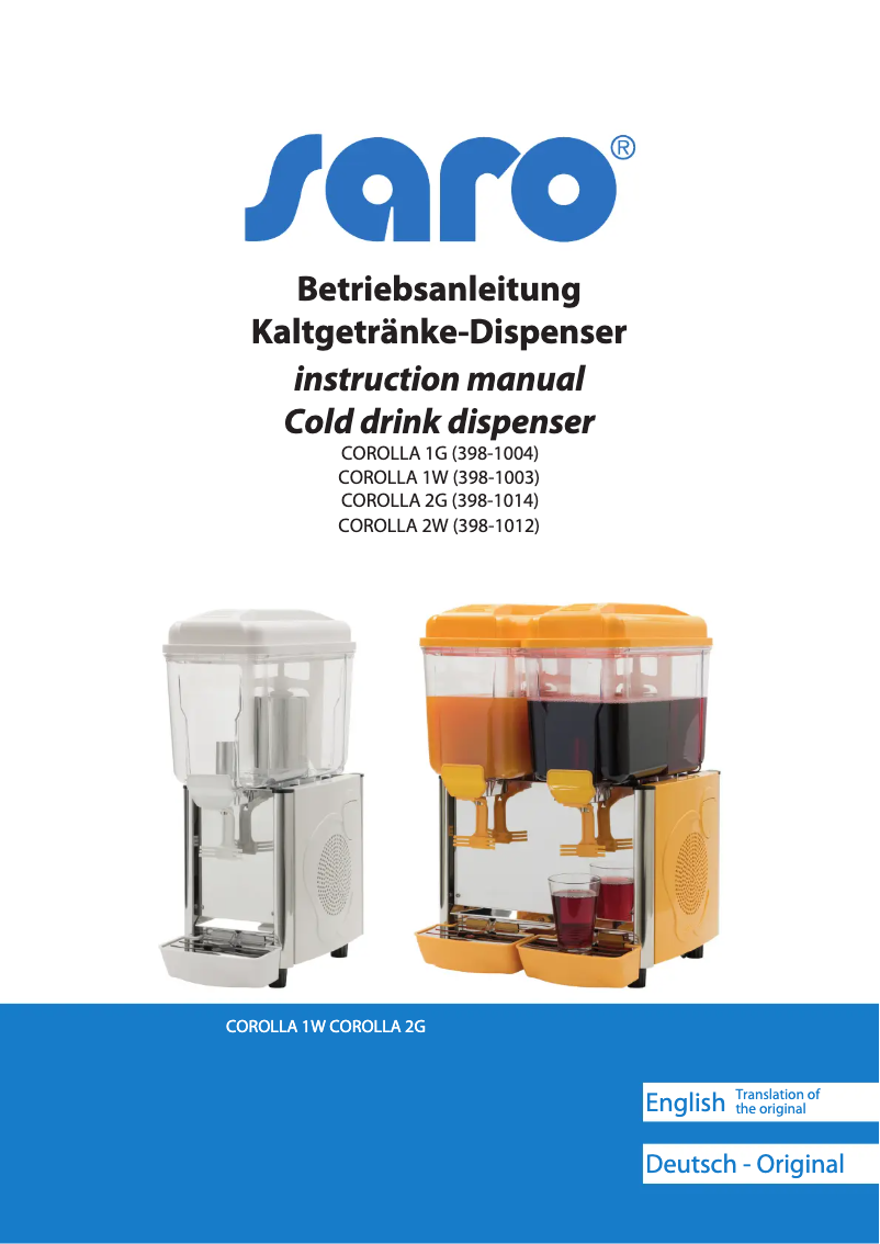 Page 1 de la notice Manuel utilisateur Saro Carolla 2W