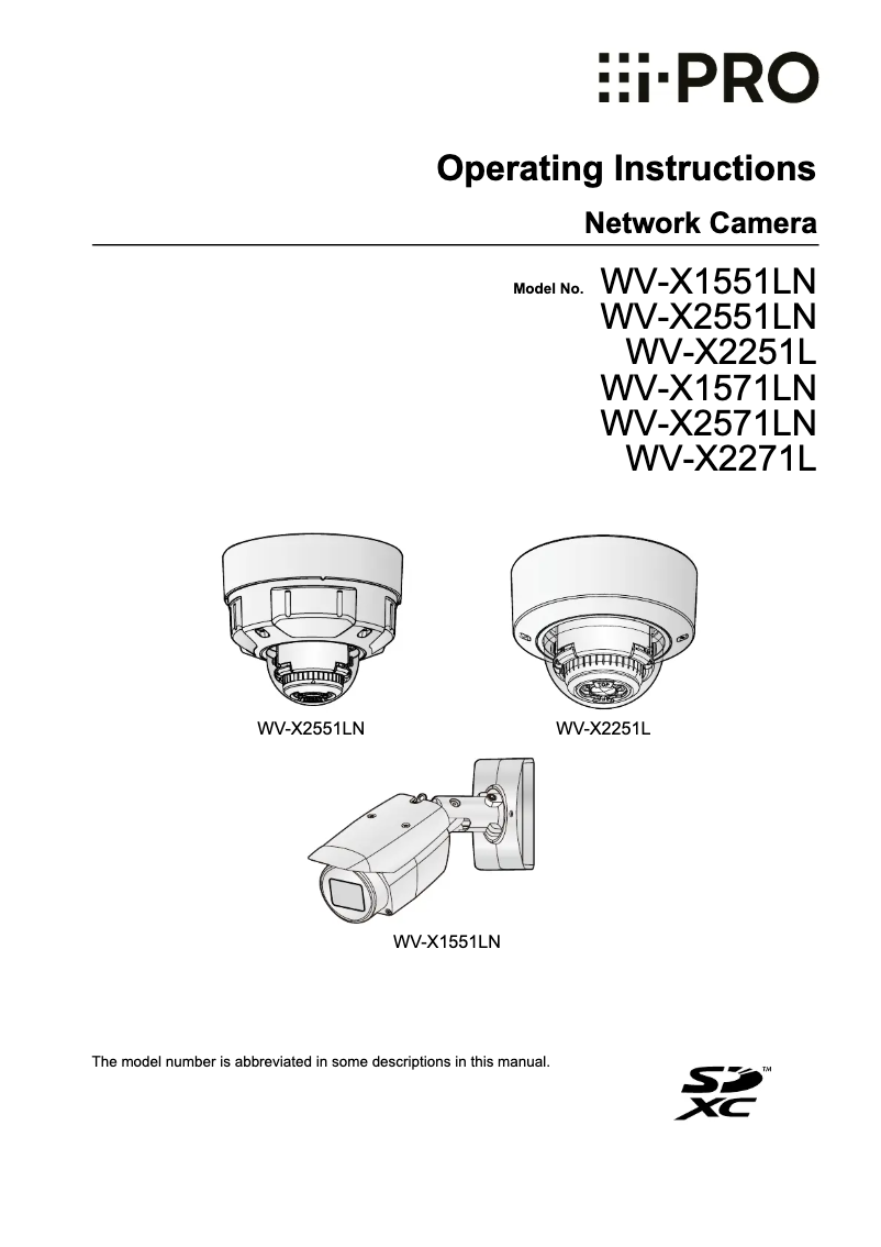 Page n°1 - Manuel utilisateur i-PRO WV-X2271L