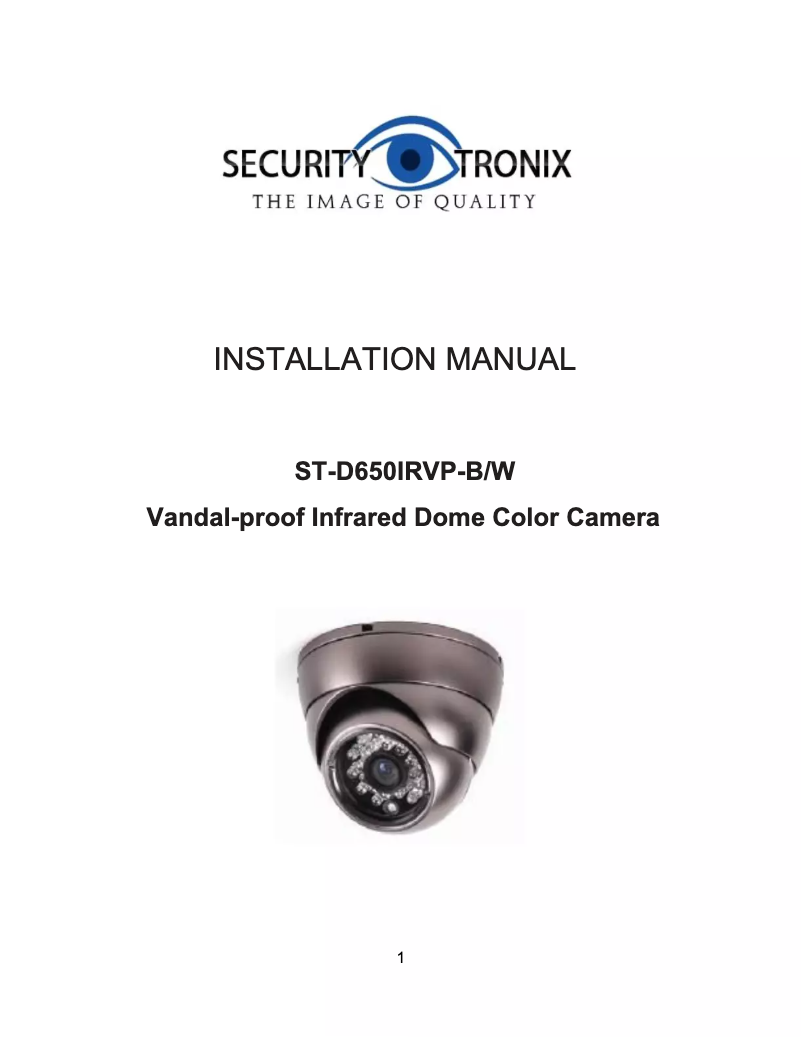 Page n°1 - Manuel utilisateur Security Tronix ST-D650IRVP-B