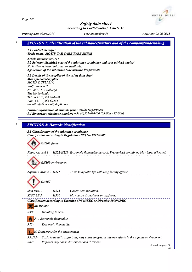 Image de la première page du manuel de l'appareil Tyre Shine