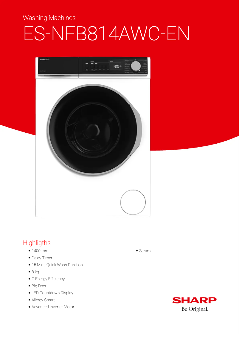 Page 1 de la notice Fiche technique Sharp ES-NFB814AWC-EN