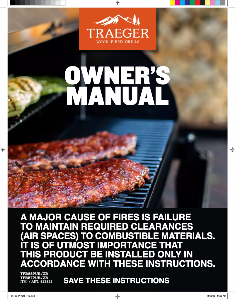 Page 1 de la notice Manuel utilisateur Traeger TFB57PZB