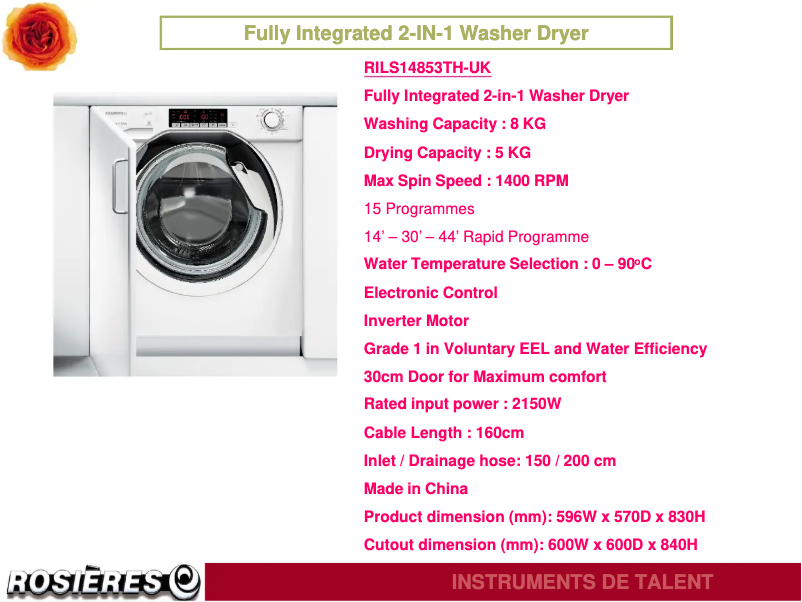 Image de la première page du manuel de l'appareil RILS 14853TH-UK