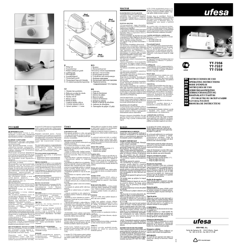 Page 1 de la notice Manuel utilisateur Ufesa TT7356