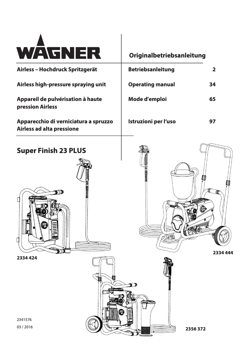 Page 1 de la notice Manuel utilisateur Wagner Super Finish 23 Plus