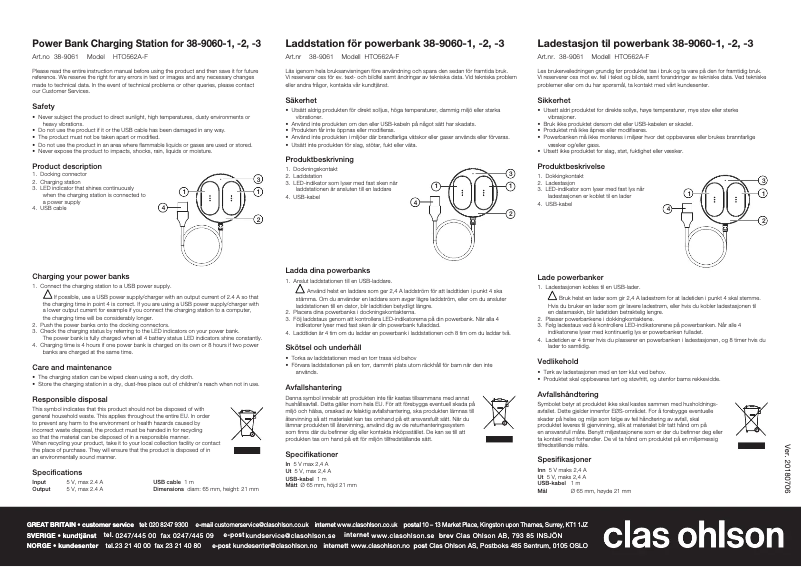 Page 1 de la notice Manuel utilisateur Clas Ohlson HTO562A-F