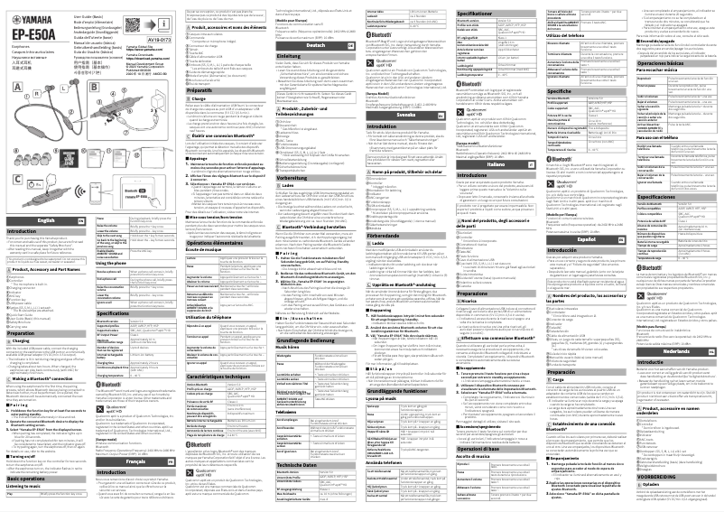 Page 1 de la notice Manuel utilisateur Yamaha EP-E50A