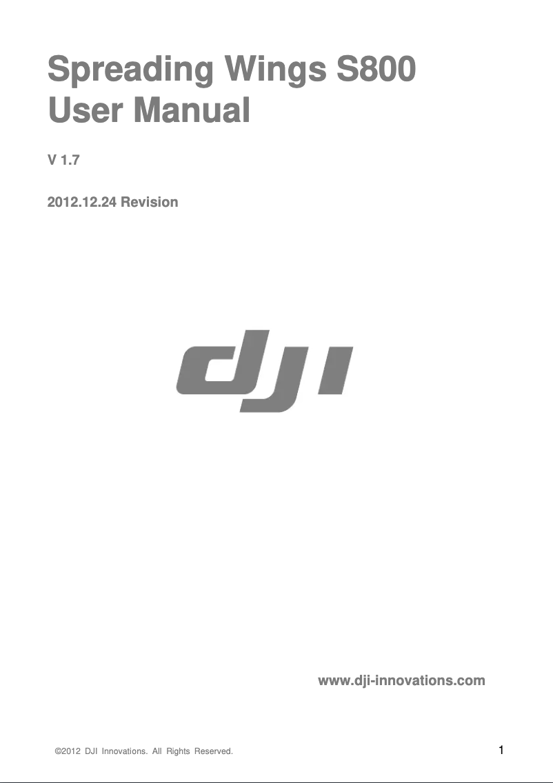 Page n°1 - Manuel utilisateur DJI Spreading Wings S800
