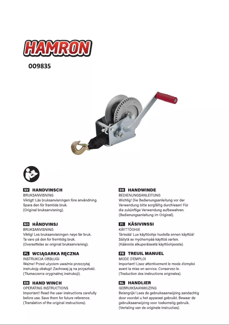 Page 1 de la notice Manuel utilisateur Hamron 009835