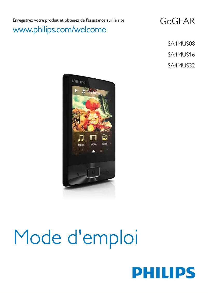 Page 1 de la notice Manuel utilisateur Philips GoGear SA4MUS16KF