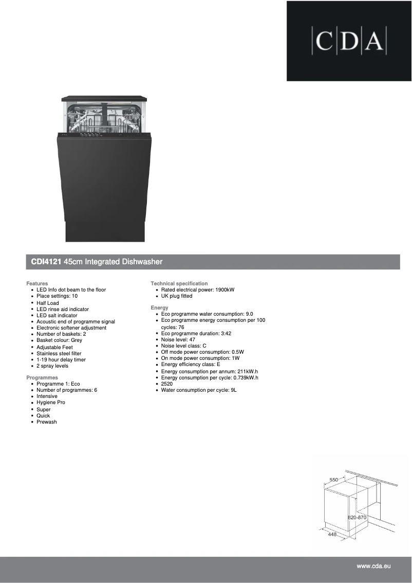 Page n°1 - Fiche technique CDA CDI4121