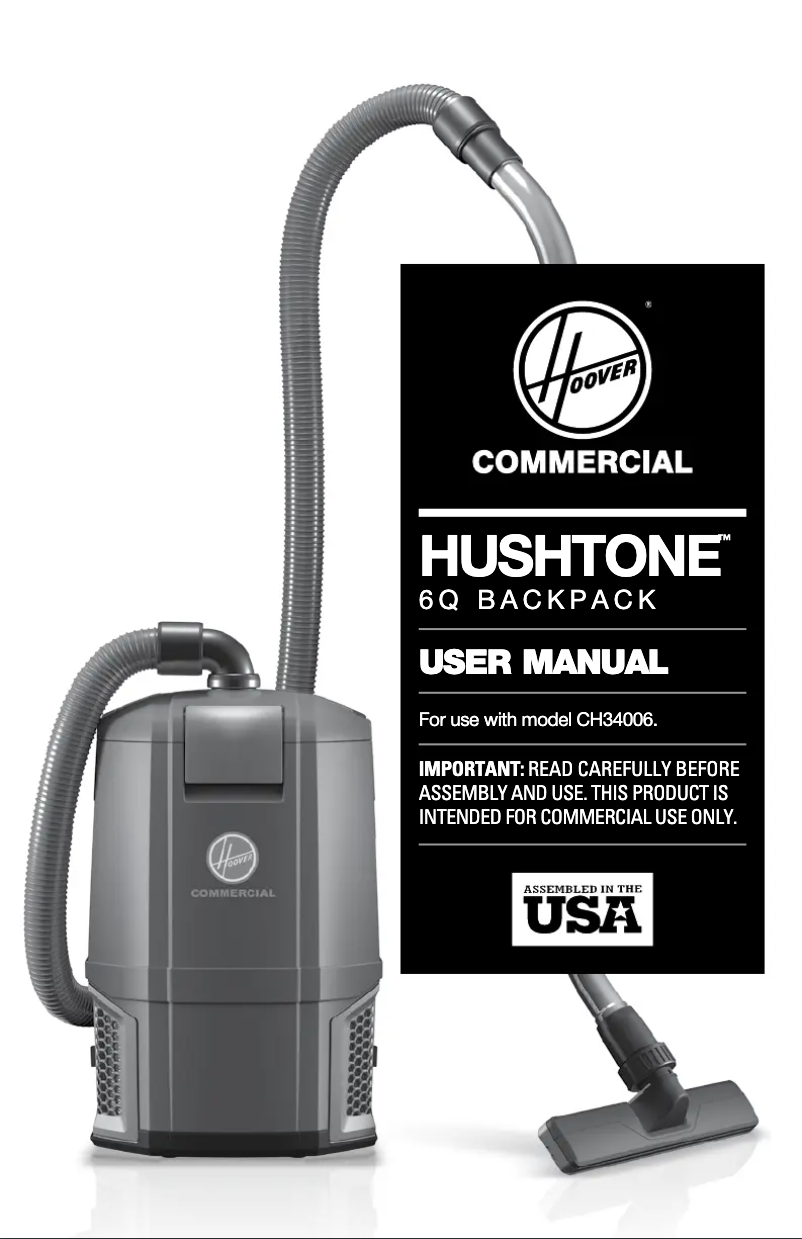 Page 1 of the manual User Manual Hoover HushTone CH34006