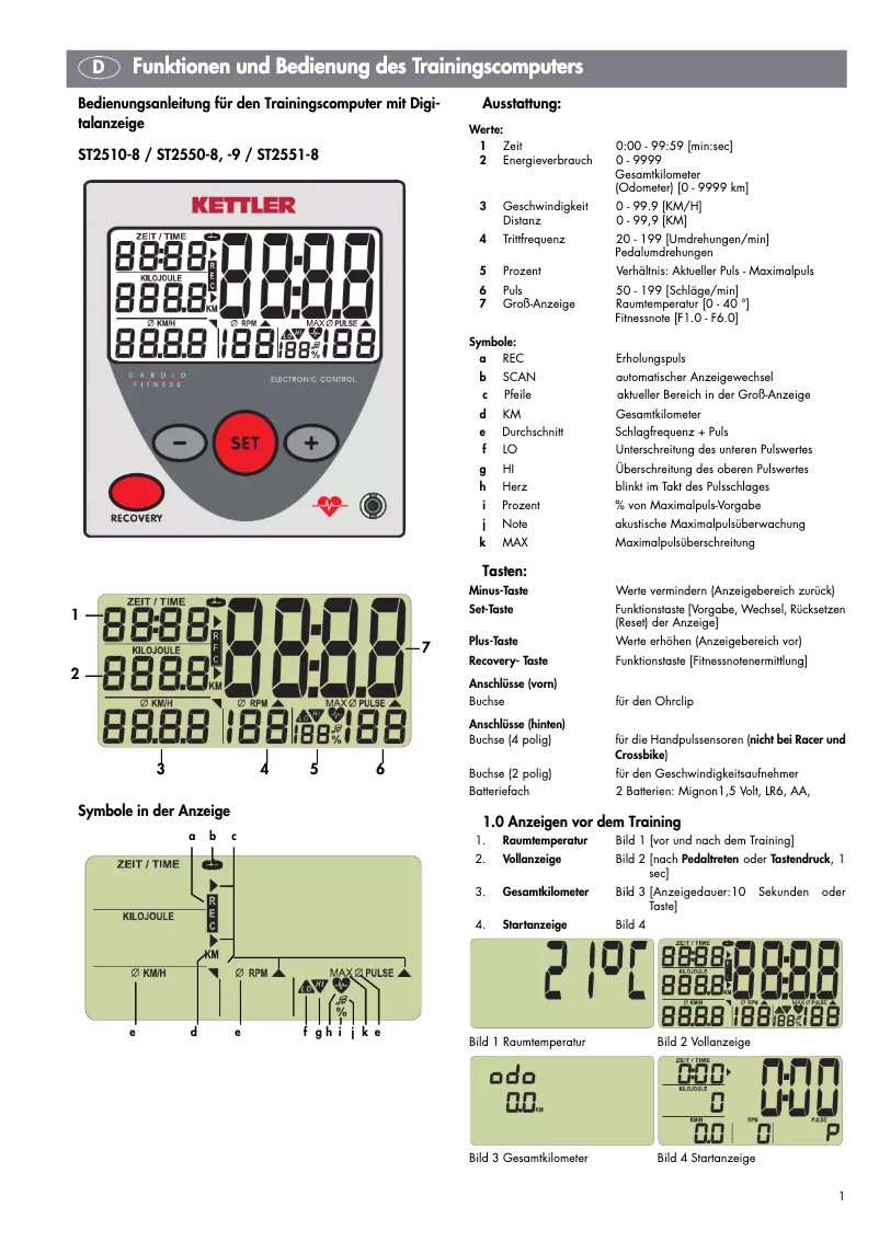 Page 1 de la notice Manuel utilisateur Kettler Pendo CX
