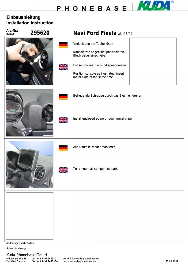 Page 1 de la notice Manuel utilisateur Kuda 295625