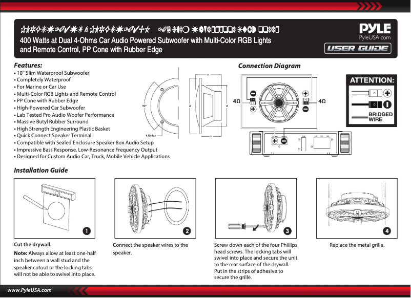 Page n°1 - Manuel utilisateur Pyle PLRGSW104WT