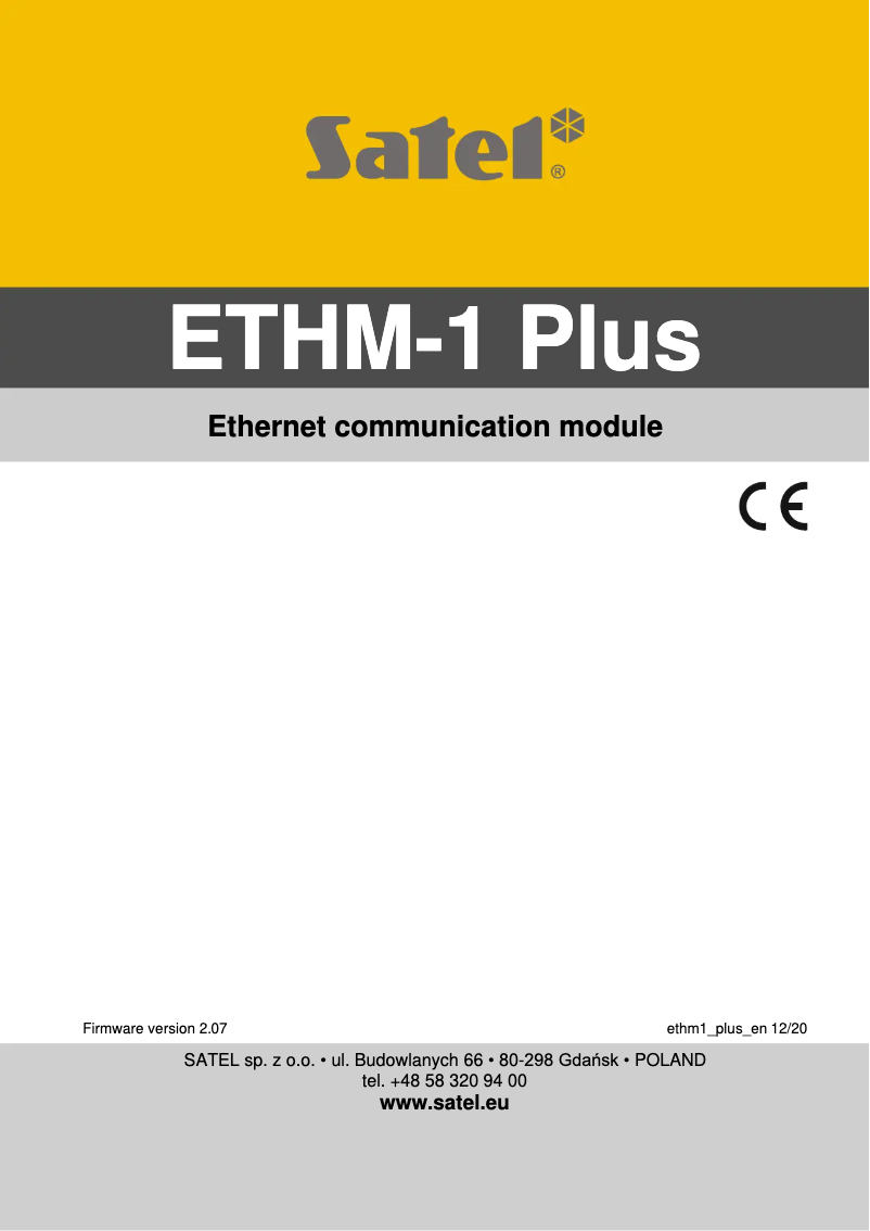Page n°1 - Manuel utilisateur Satel ETHM-1 Plus