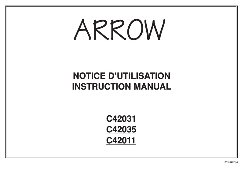 Page n°1 - Manuel utilisateur Arrow C42031