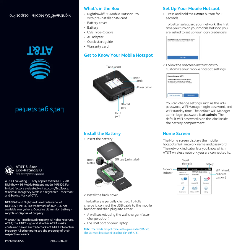 Image de la première page du manuel de l'appareil Nighthawk MR5100