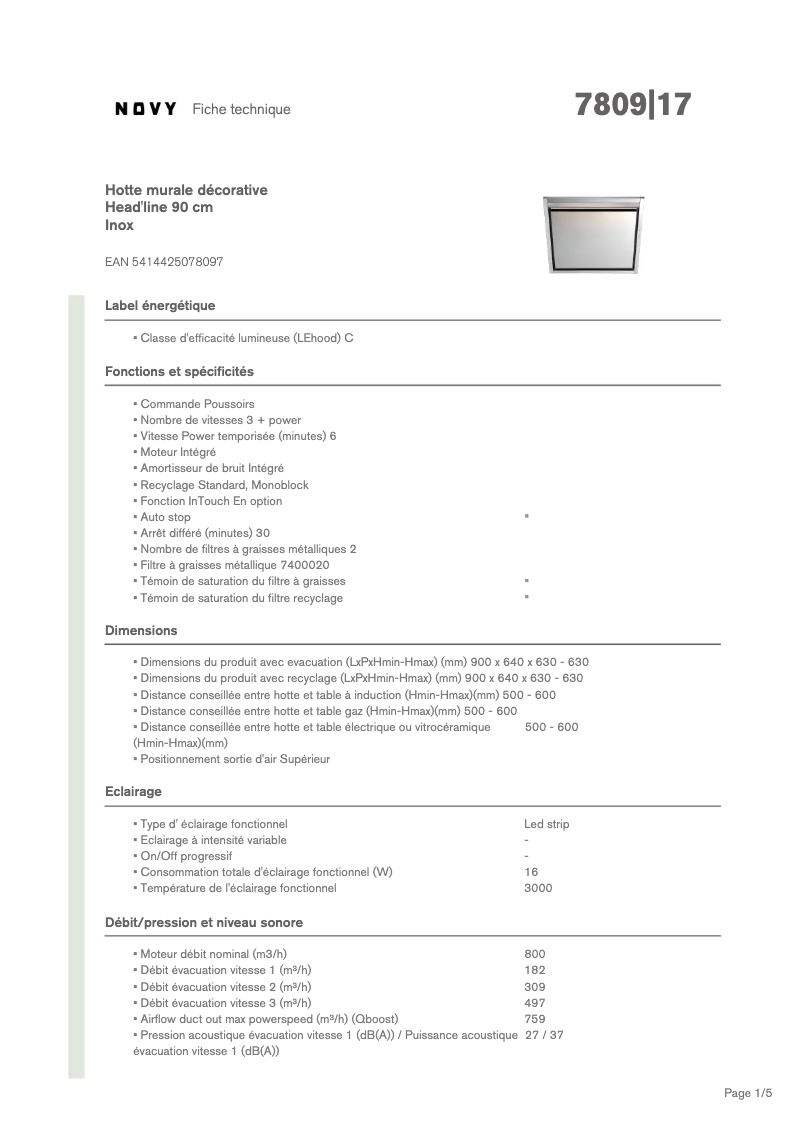 Image de la première page du manuel de l'appareil Head'Line 7809