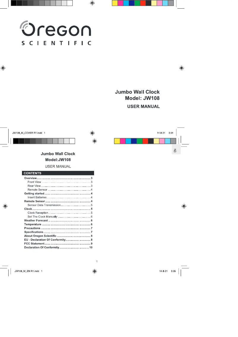 Page n°1 - Manuel utilisateur Oregon Scientific JW108