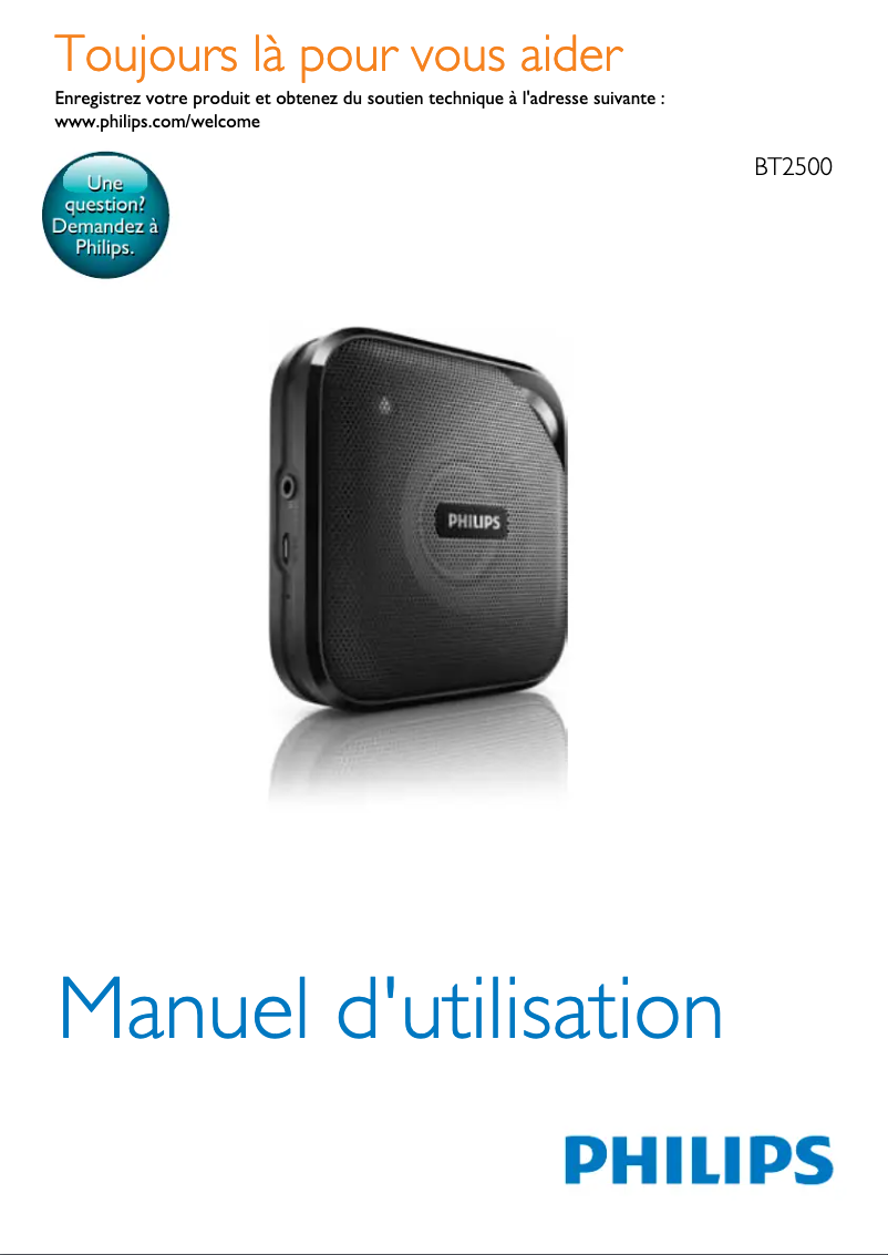 Image de la première page du manuel de l'appareil BT2500W