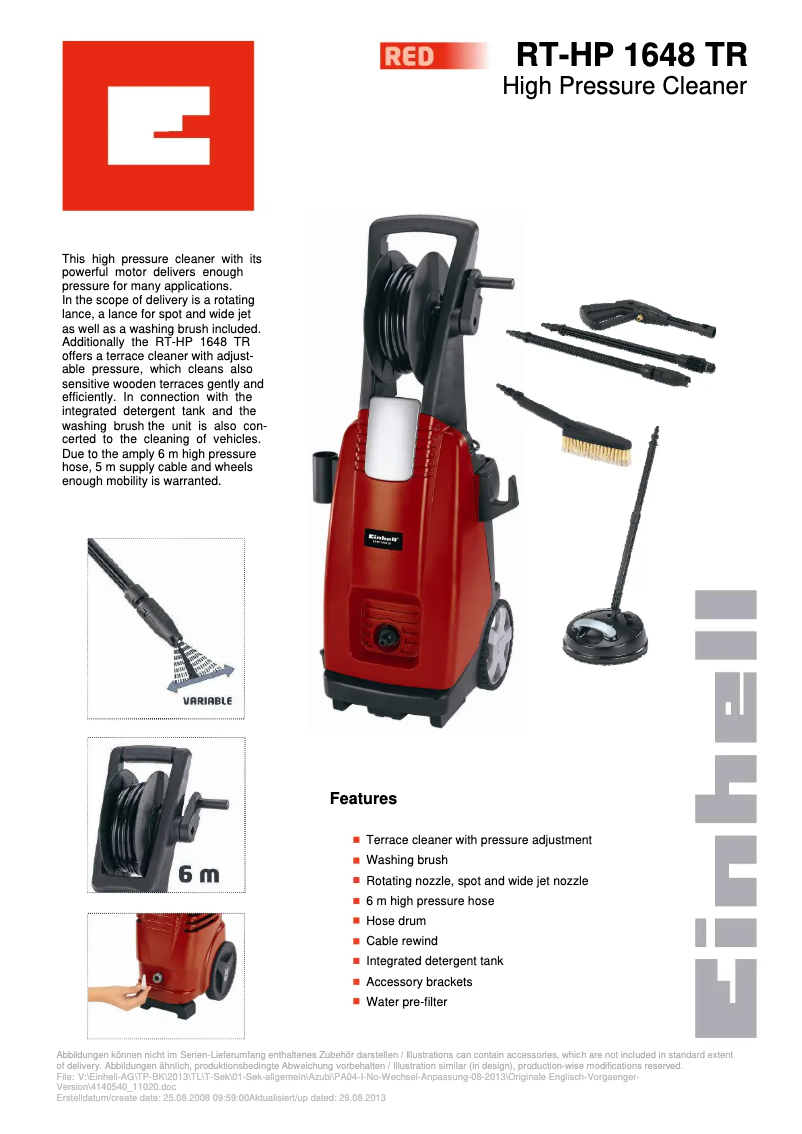 Page n°1 - Manuel utilisateur Einhell RT-HP 1648 TR