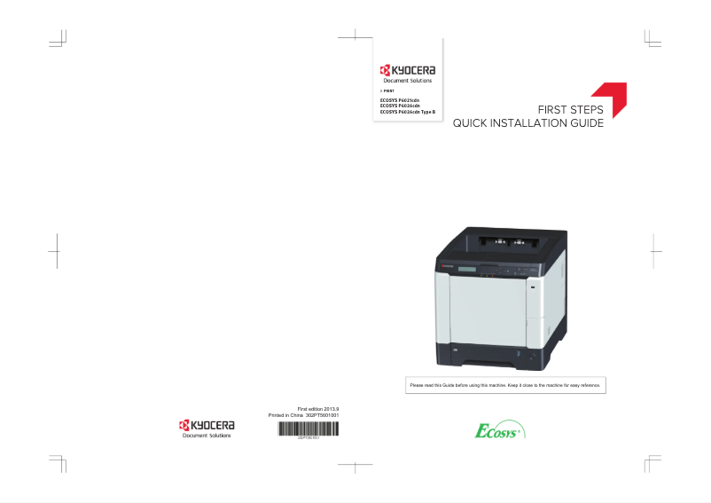 Page 1 de la notice Manuel utilisateur Kyocera Ecosys P6026cdn/KL3