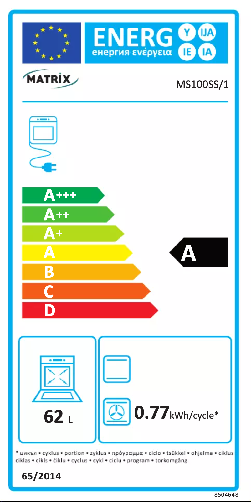 Page n°1 - Label énergétique Matrix MS100SS