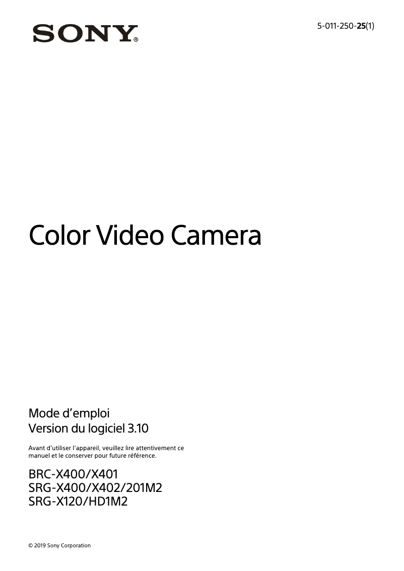 Página 1 del manual Manual de usuario Sony BRC-X401