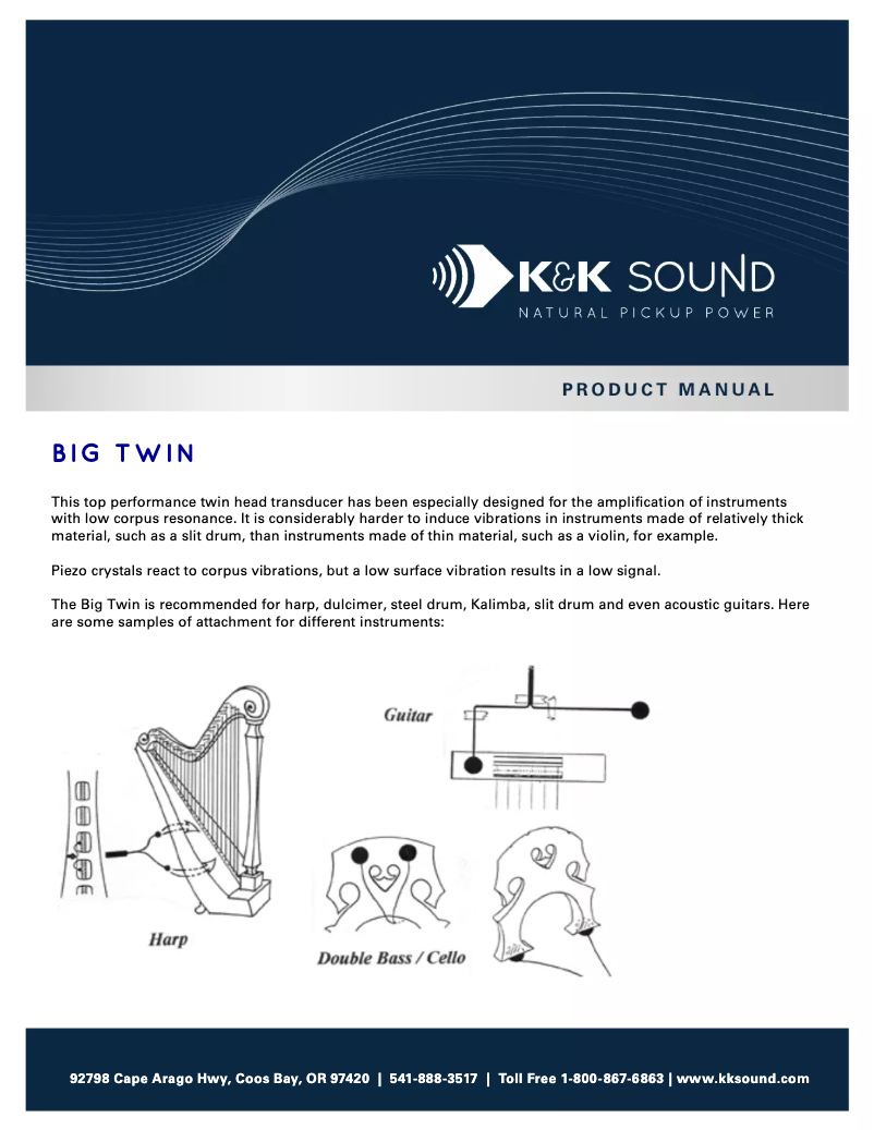 Page 1 de la notice Manuel utilisateur K&K Sound Big Twin