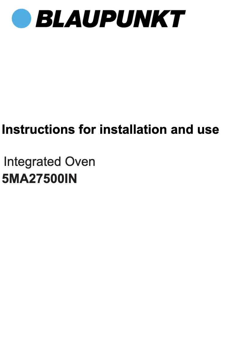 Página 1 del manual Manual de usuario Blaupunkt 5MA27500IN