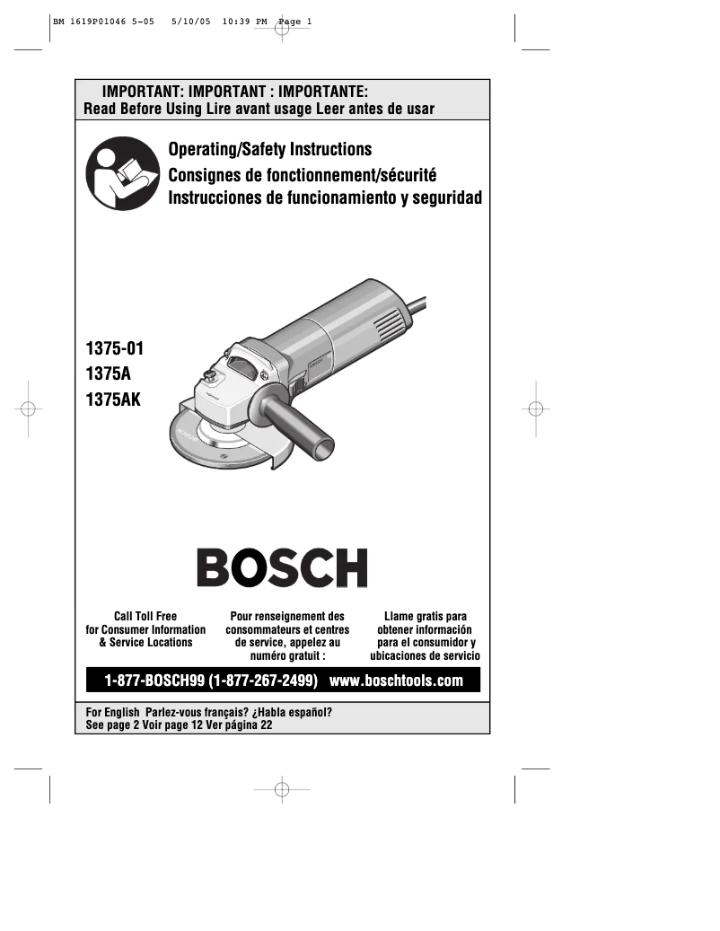 Page 1 de la notice Manuel utilisateur Bosch 1375A