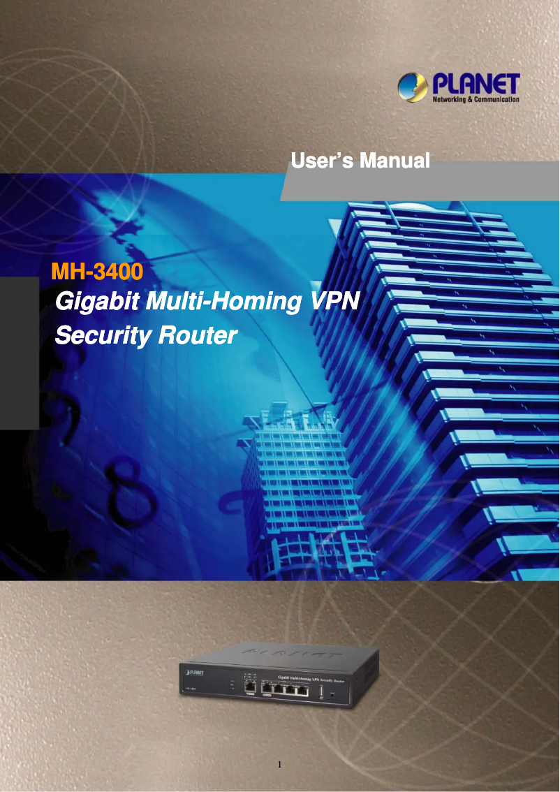 Page 1 de la notice Manuel utilisateur Planet MH-3400