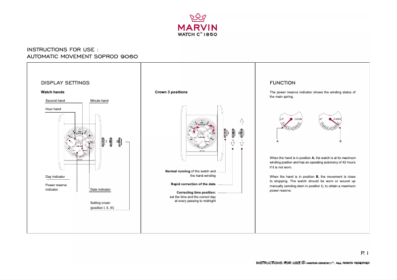 Page n°1 - Manuel utilisateur Marvin Soprod 9060