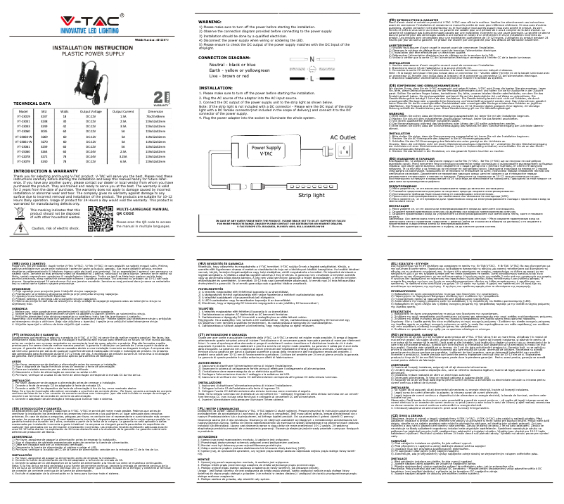 Page 1 de la notice Manuel utilisateur V-TAC VT-2304