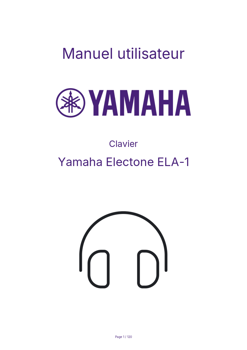 Page n°1 - Manuel utilisateur Yamaha Electone ELA-1