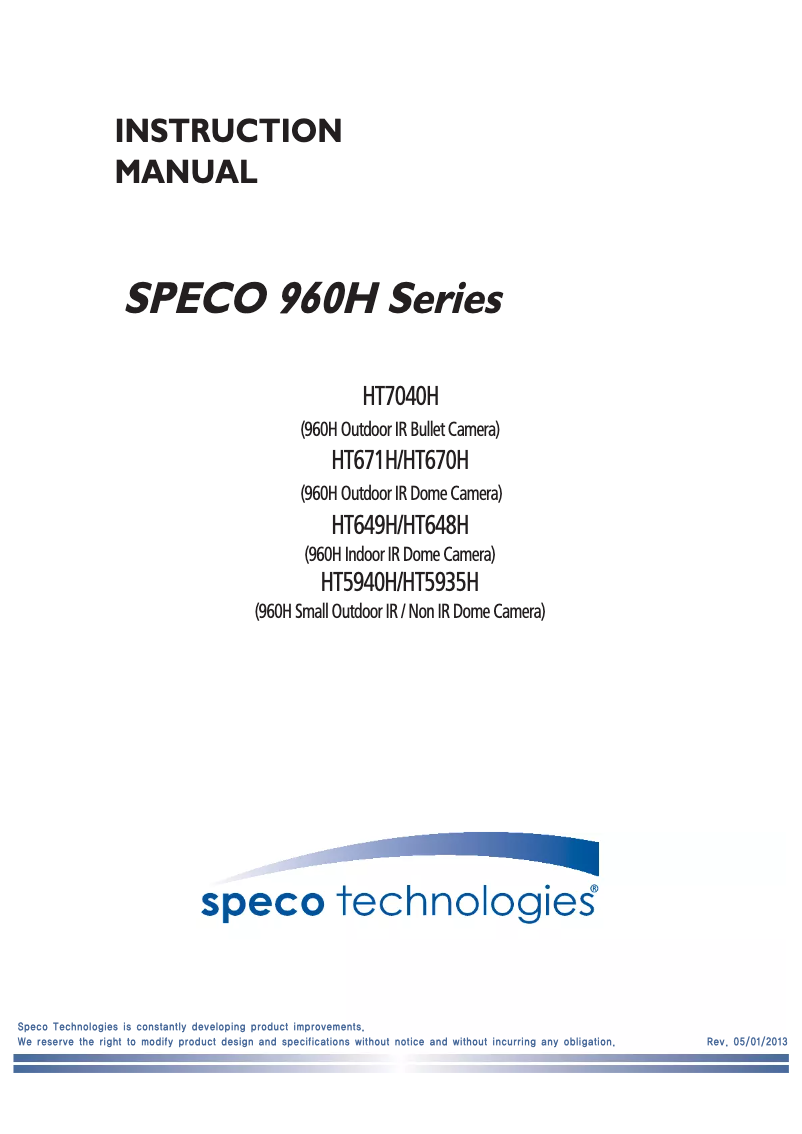 Page 1 de la notice Manuel utilisateur Speco Technologies HT648H