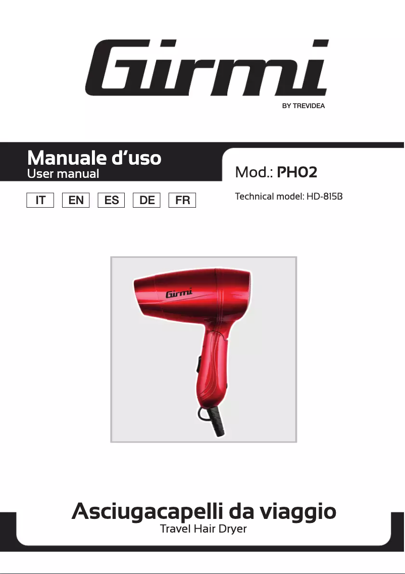 Page n°1 - Manuel utilisateur Girmi PH02
