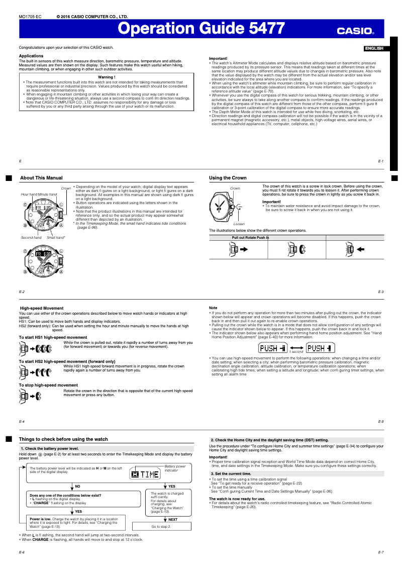 Page 1 de la notice Manuel utilisateur Casio G-Shock GN-1000