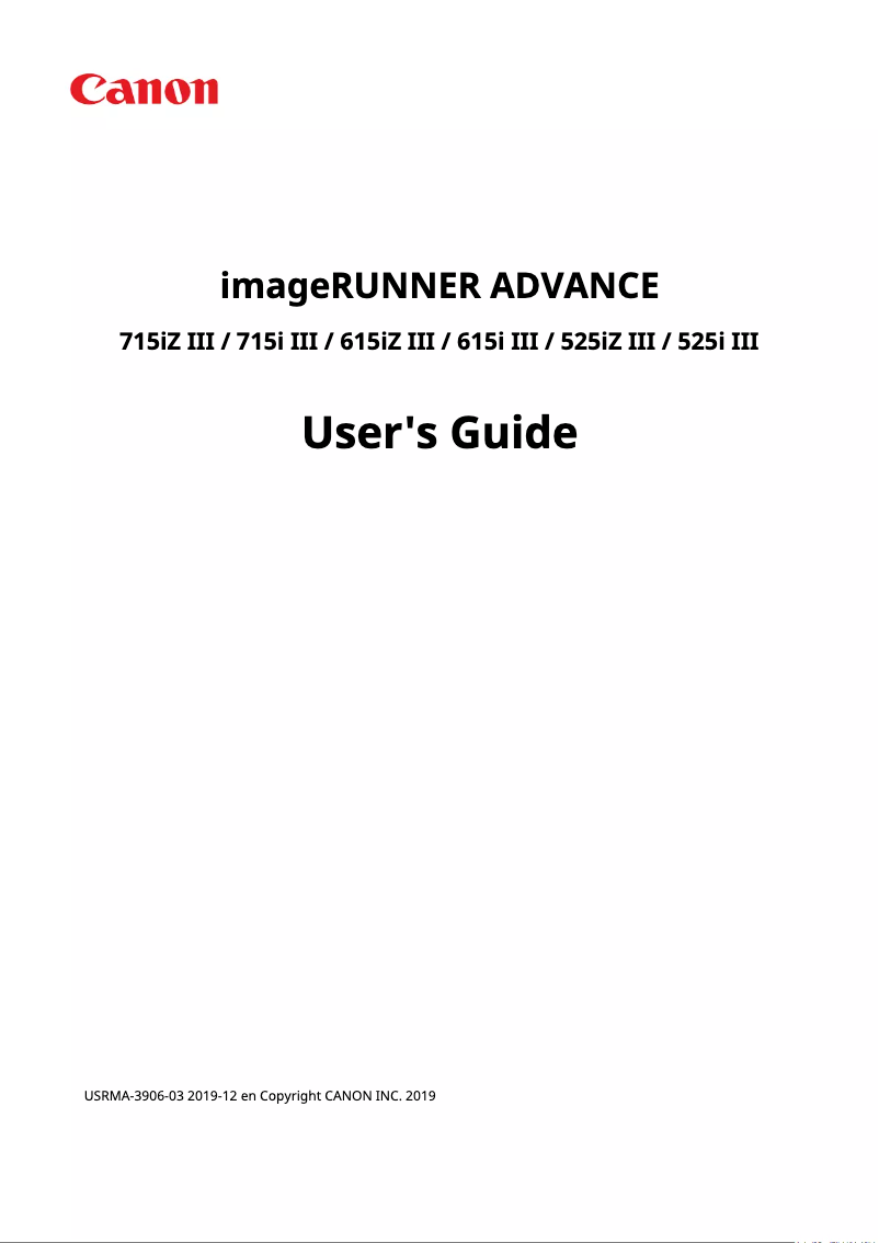 Image de la première page du manuel de l'appareil imageRUNNER ADVANCE 615i III