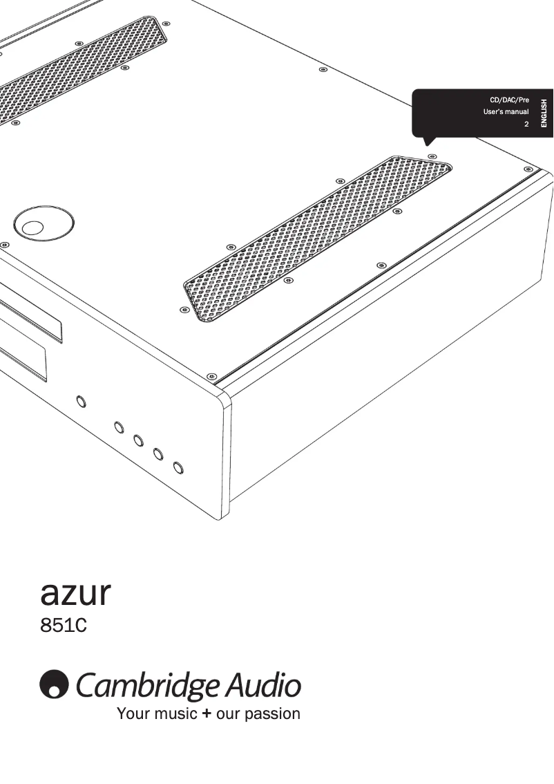 Image de la première page du manuel de l'appareil Azur 851C