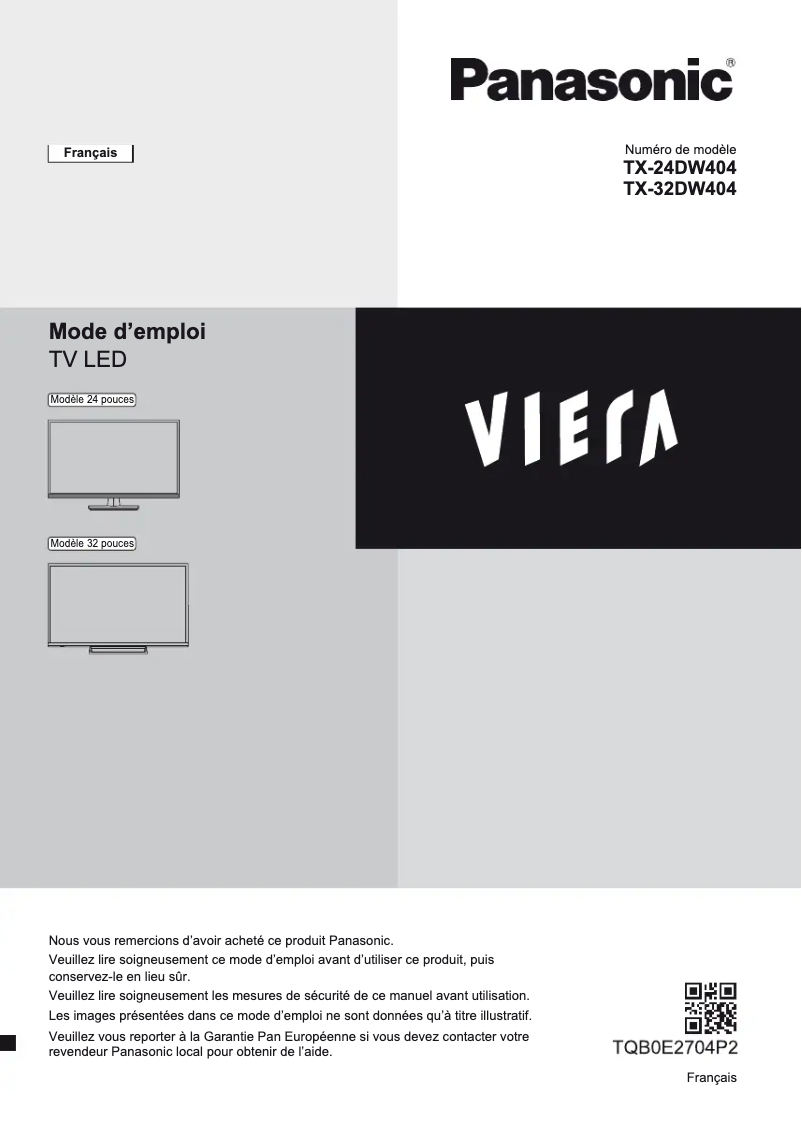 Image de la première page du manuel de l'appareil Viera TX-32DW404