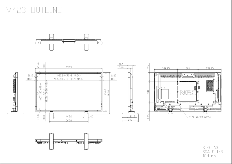 Página 1 del manual Dibujo técnico NEC MultiSync V423