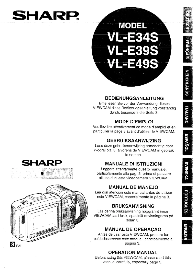 Page 1 de la notice Manuel utilisateur Sharp VL-E39S